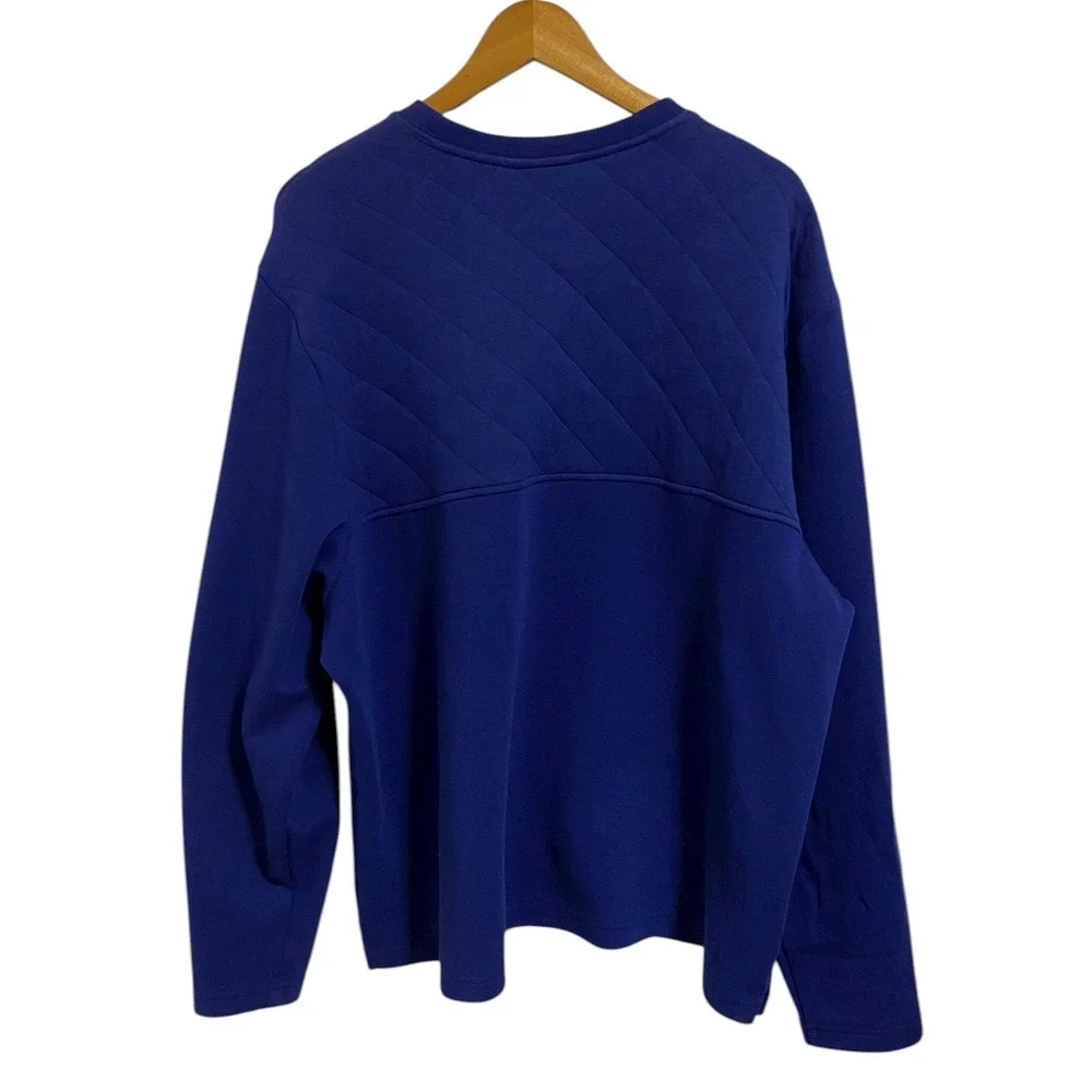 Crown &‎ Ivy Men's Quilted Crew Neck Pullover Sweatshirt Blue Size XXL